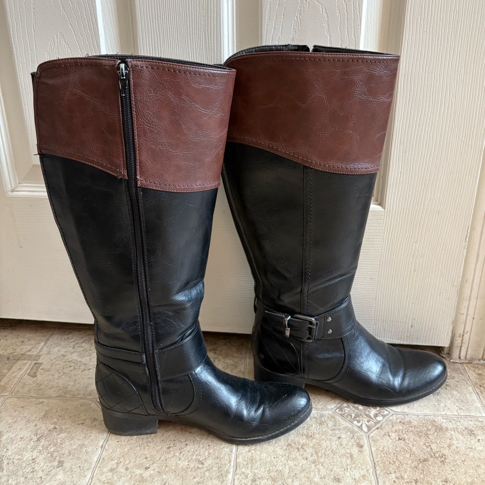 Brown and Black wide calf Riding Boots size 7.5